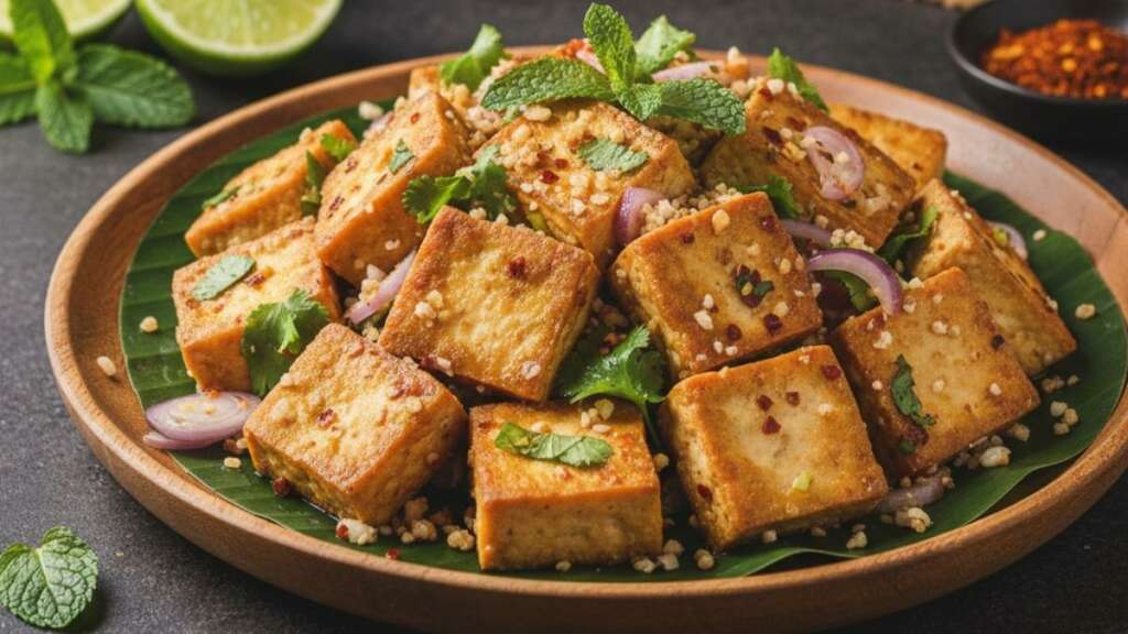 vegetarian-tofu-larb อาหารเจ ลาบเต้าหู้เจ