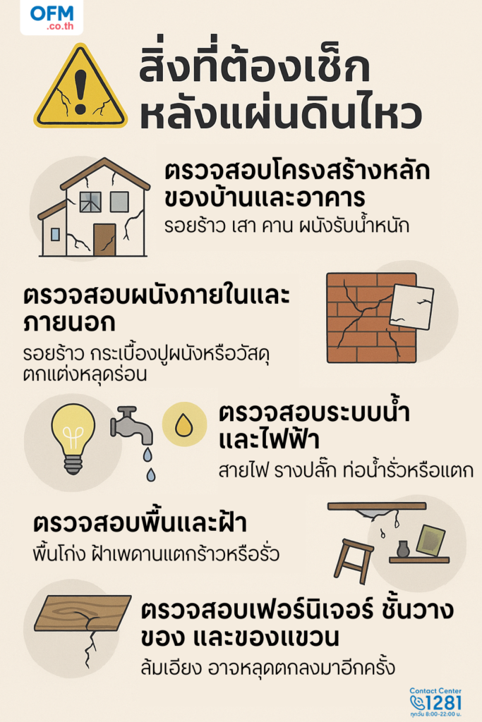 สิ่งที่ต้องเช็กหลังแผ่นดินไหว