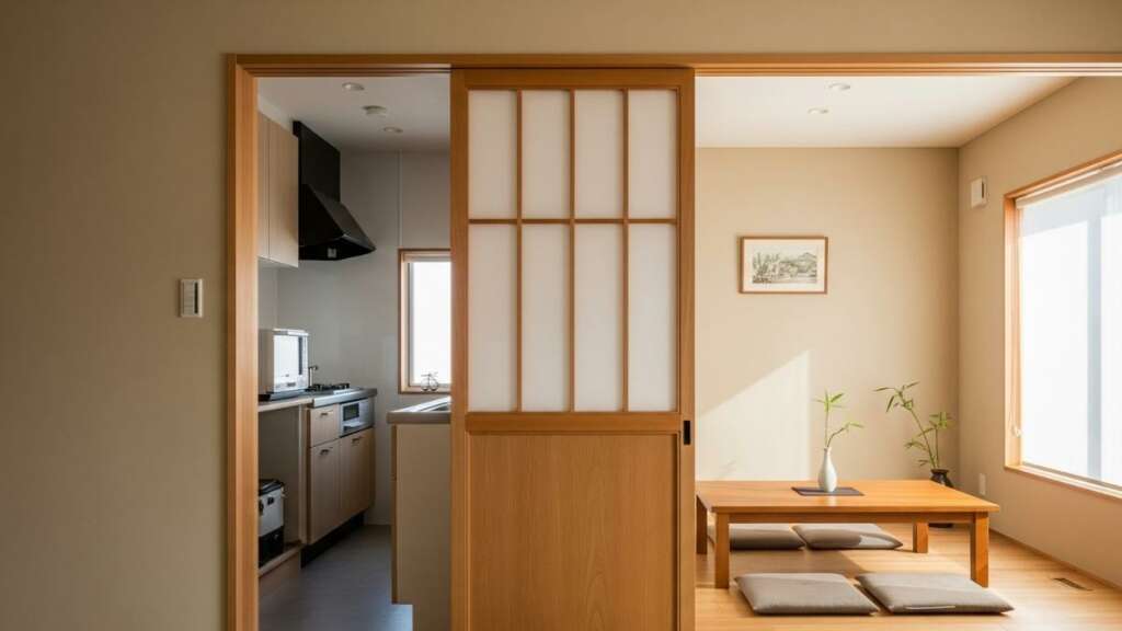 minimal-wood-frame-sliding-door แต่งบ้านสไตล์มินิมอล ประตูบานเลื่อนกรอบไม้