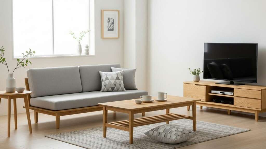 minimal-wood-livingroom แต่งบ้านสไตล์มินิมอล เฟอร์นิเจอร์ไม้สำหรับห้องรับแขก