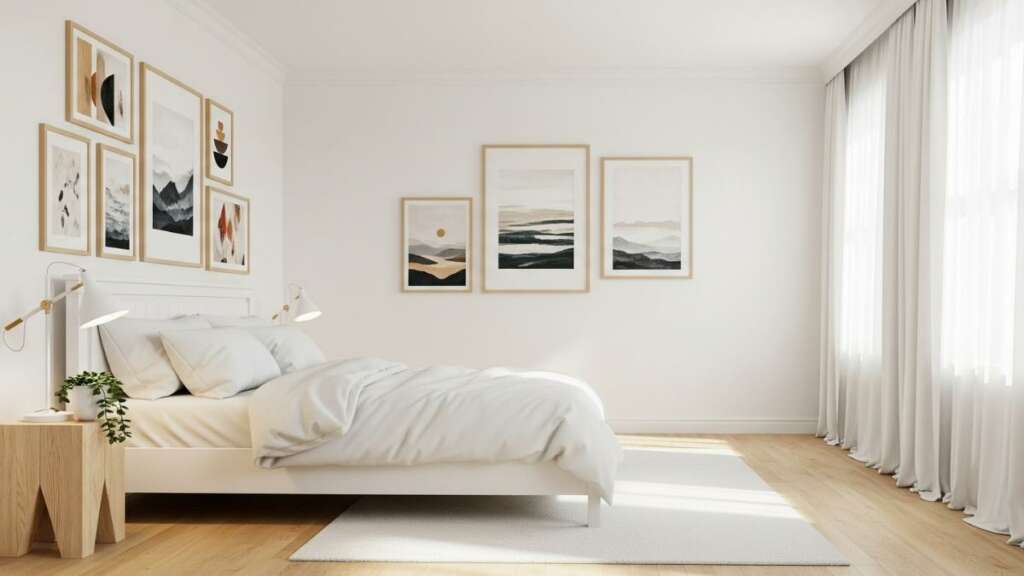 minimal-white-bedroom-wood-floor แต่งบ้านสไตล์มินิมอล ห้องนอนสีขาวกับพื้นไม้