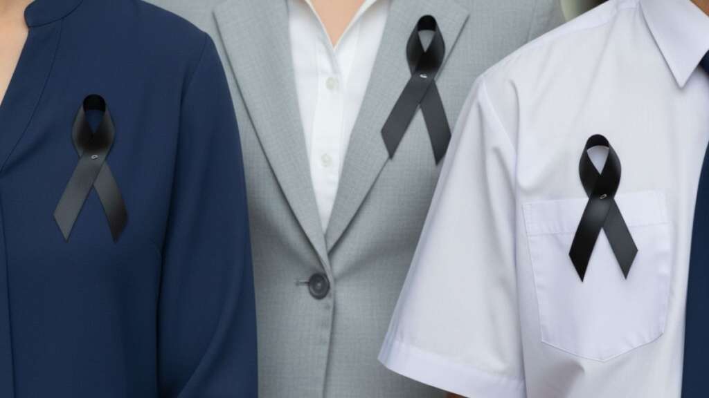 mourning-dress-code-queen-black-ribbon การแต่งกายไว้ทุกข์พระพันปีหลวง ติดริบบิ้นสีดำ