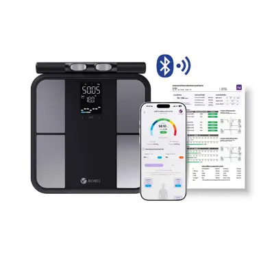 เครื่องชั่งน้ำหนัก ยี่ห้อไหนดี ALLWELL เครื่องชั่งน้ำหนักอัจฉริยะ วัดไขมัน วัดได้ 31 ค่า รุ่น BODYA-PRO 8 สีดำ