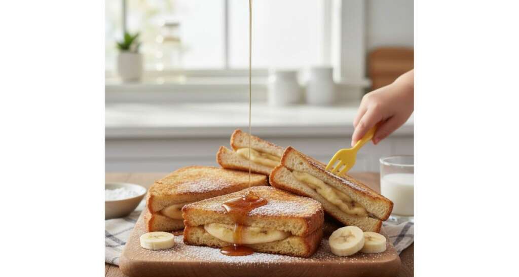 อาหารปาร์ตี้เด็ก ขนมปังชุบไข่ทอด ไส้กล้วยหอม