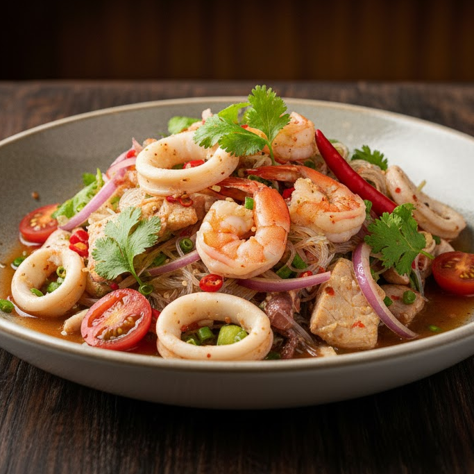 easy-menu-for-party-spicy-salad เมนูปาร์ตี้ง่ายๆยำรวมมิตร