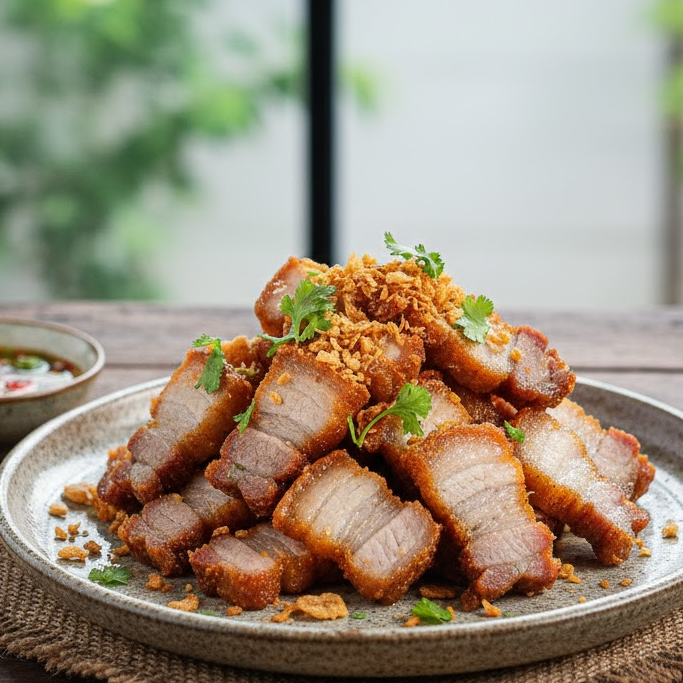 easy-menu-for-party-sun-dried-pork-belly-fried-in-fish-sauce เมนูปาร์ตี้ง่ายๆหมูสามชั้นแดดเดียวทอดน้ำปลา