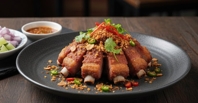 easy-menu-for-party-Beef-rib-sausage เมนูปาร์ตี้ง่ายๆหมูสามชั้นแดดเดียวทอดน้ำปลา