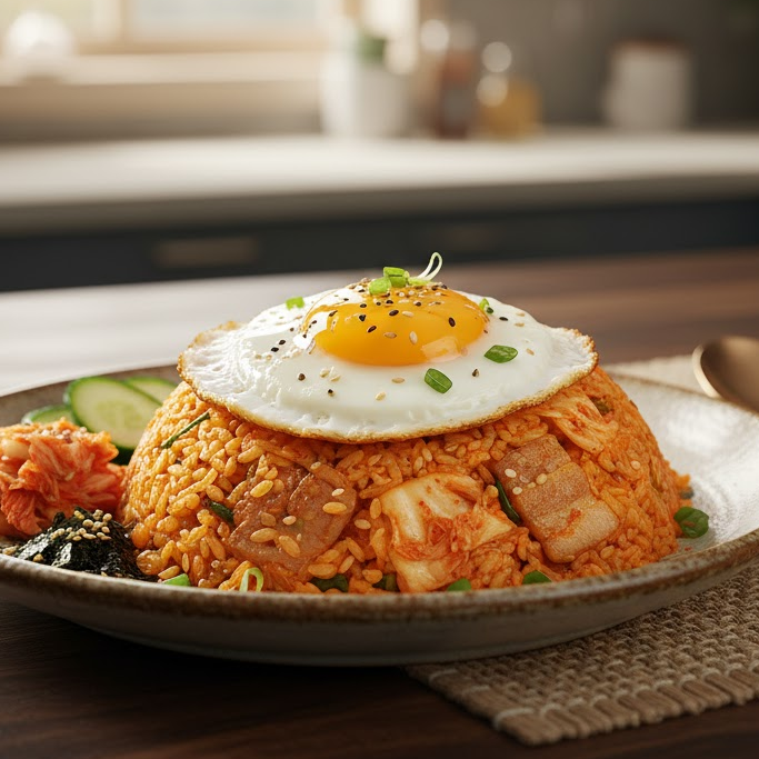 เมนูอาหารปาร์ตี้สุขภาพดีข้าวไข่ดาวกิมจิ สไตล์โคเรีย