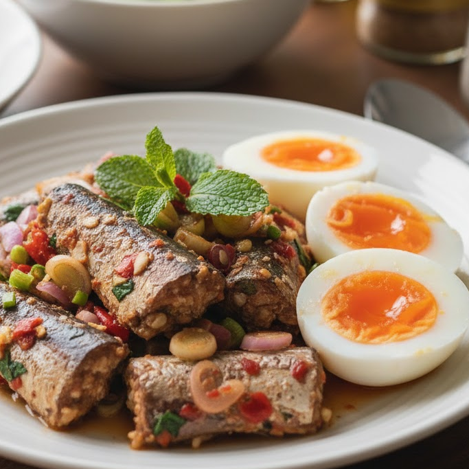 เมนูอาหารปาร์ตี้สุขภาพดียำปลากระป๋องไข่ต้ม