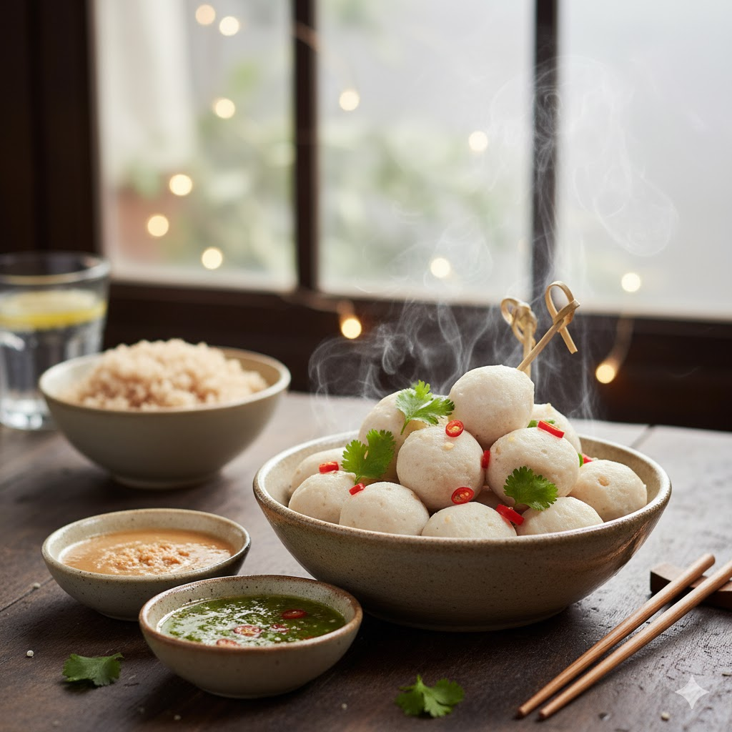 เมนูอาหารปาร์ตี้สุขภาพดี ลูกชิ้นปลาลวกจิ้ม