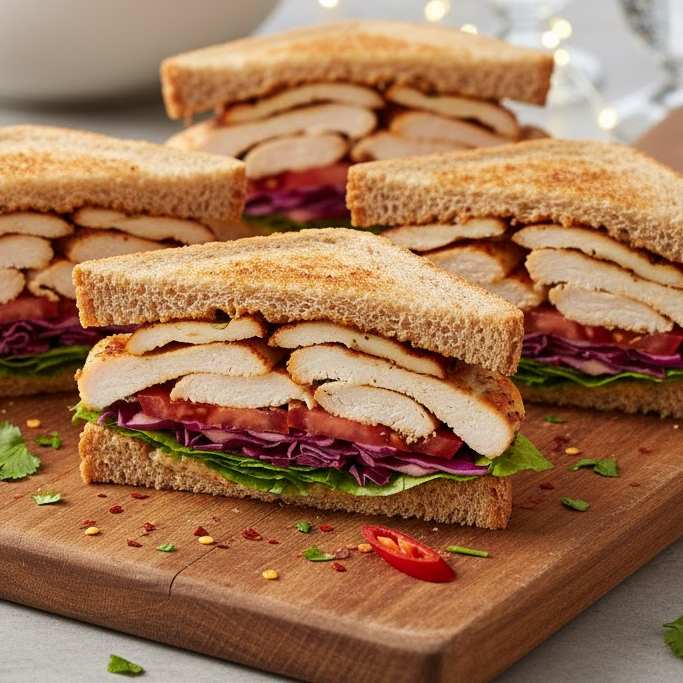 เมนูอาหารปาร์ตี้สุขภาพดี แซนวิชอกไก่สไปซี่