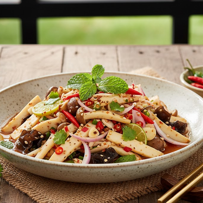 เมนูอาหารปาร์ตี้สุขภาพดี ยำเห็ดสามอย่าง