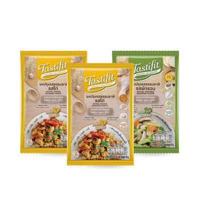 TASTIFIT ผงปรุงรสธรรมชาติ รสไก่และรสผัก ไม่มีผงชูรส (50กรัม x 3ซอง)
