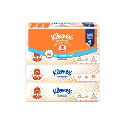 kleenex-facial-tissue KLEENEX กระดาษเช็ดหน้าเอเลอร์จีคอมฟอร์ท 68แผ่น แพ็ค4