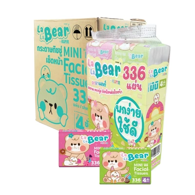 lalabear-facial-tissue-mini LALABEAR กระดาษทิชชูเช็ดหน้า รุ่น มินิ 336 แผ่น (100 ห่อ/ลัง)