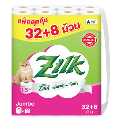 ZILK กระดาษชำระ จัมโบ้ (แพ็ค 32+8 ม้วน)