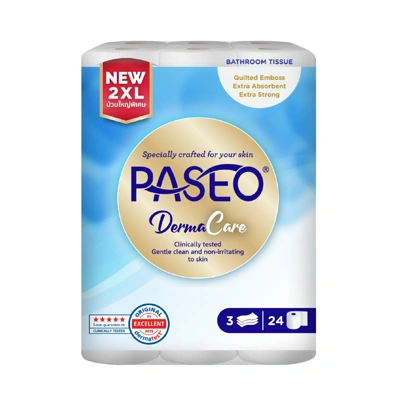 PASEO กระดาษชำระ รุ่น เดอร์มาแคร์ 2XL หนา 3 ชั้น แพ็ค 24 ม้วน