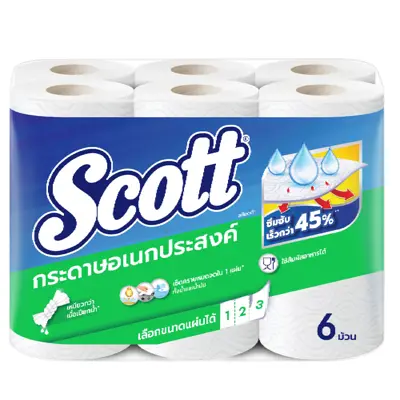 SCOTT กระดาษอเนกประสงค์แบบม้วน รุ่นทาวเวลพิกอะไซส์ (6 ม้วน/แพ็ค)