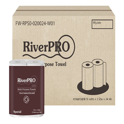RIVERPRO กระดาษอเนกประสงค์ 2ชั้น ขนาด 21.5x25.5ซม. บรรจุ 48ม้วน/ลัง