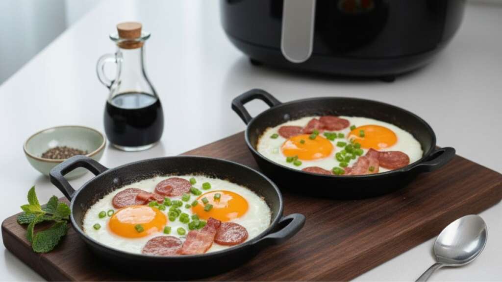 air-fryer-pan-egg เมนูหม้อทอดไร้น้ำมัน ไข่กระทะ
