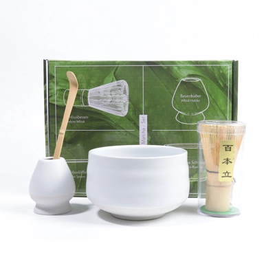 อุปกรณ์ชงชามัทฉะ ชุด 4 ชิ้น Alechaung 480ml Ivory White เซรามิค ตัว