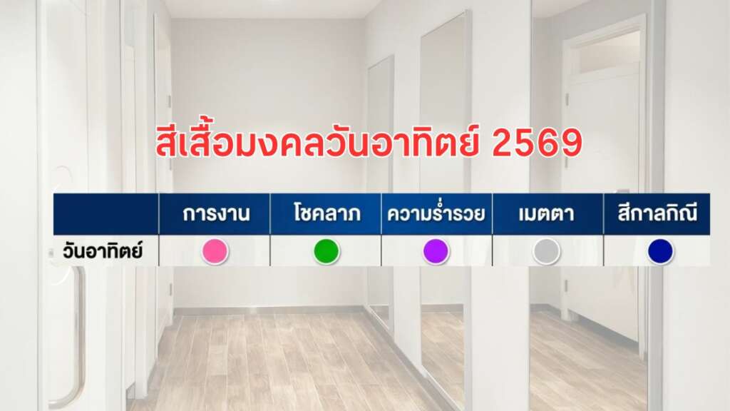 สีเสื้อมงคลวันอาทิตย์ 2569