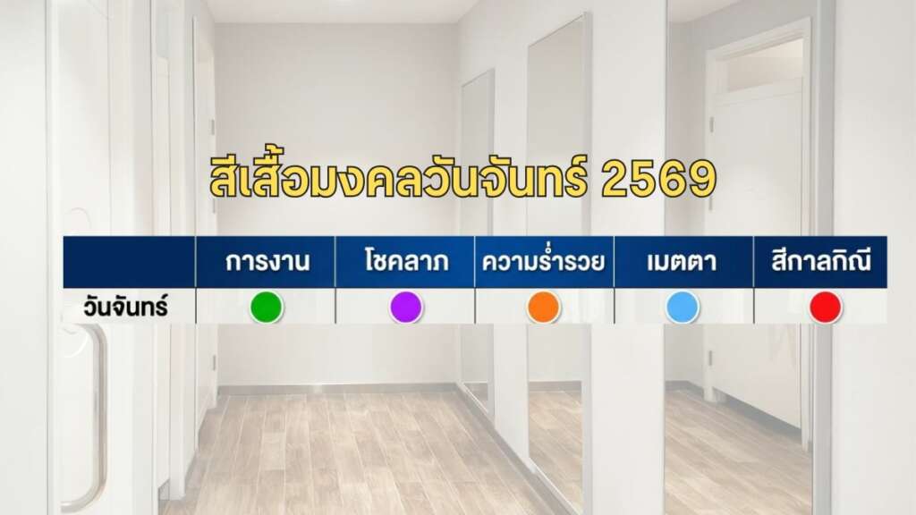 สีเสื้อมงคลวันจันทร์ 2569