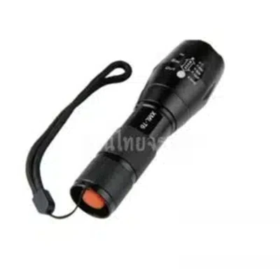 flashlight-led-black ไฟฉาย LED ปรับ Zoom ได้ พร้อมกล่องและถ่านชาร์จ สีดำ