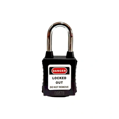 LOTO LOCK แม่กุญแจ ห่วงสแตนเลส 304 Lockout Tagout รุ่น Padlock-KD Black สีดำ (YB95872)