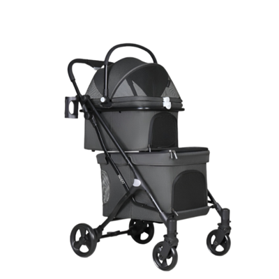 THAI SUN SPORT รถเข็นแบบสองชั้นสำหรับสัตว์เลี้ยง รุ่น PET0041 สีดำ