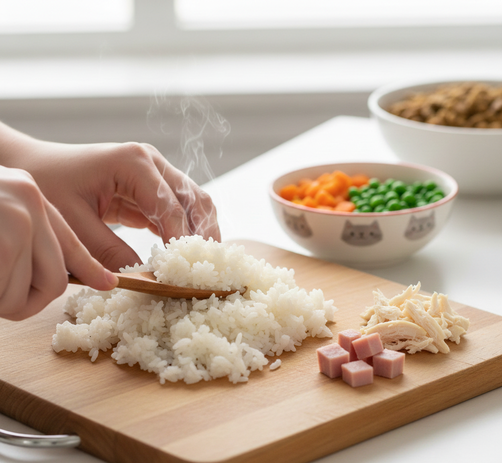 แมวกินอะไรได้บ้าง ข้าวสุกเสริมมื้ออาหาร