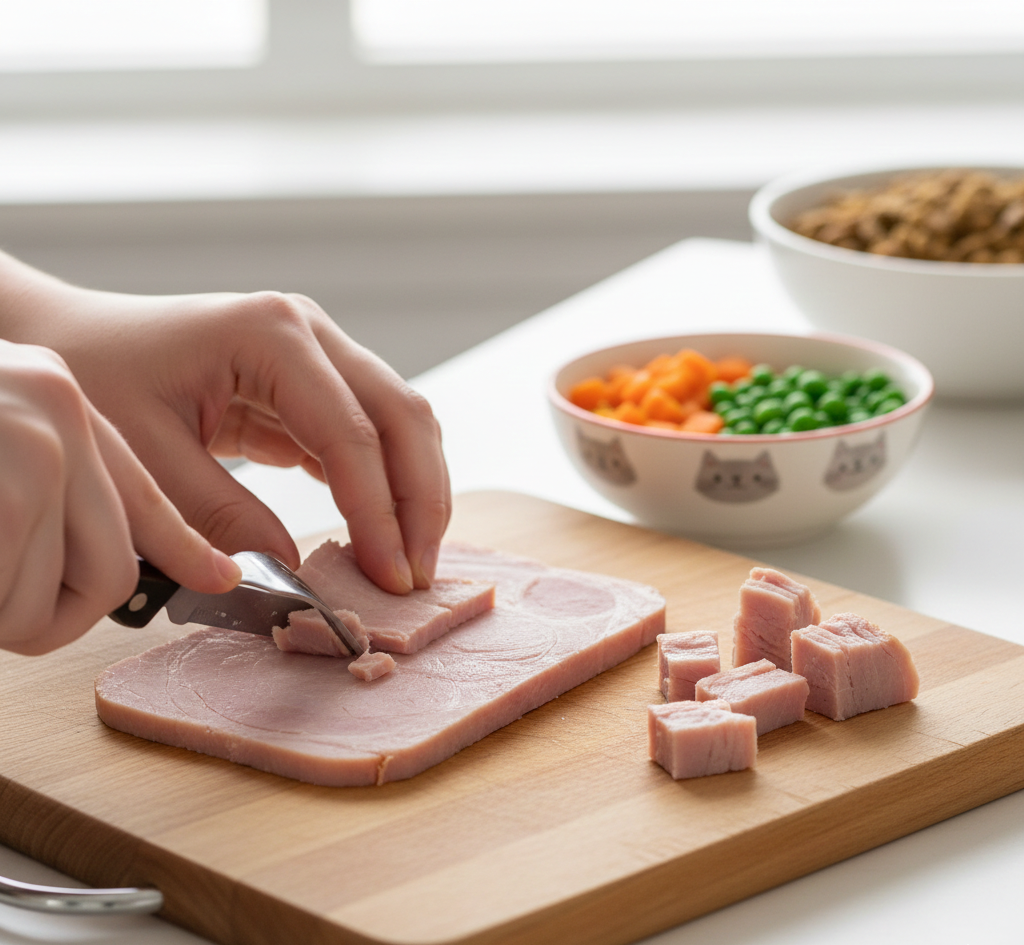 แมวกินอะไรได้บ้าง แฮมชิ้นเล็ก 