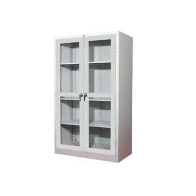 hluckyworld-kwg183-cabinet LUCKYWORLD ตู้บานเปิดกระจกใส 4 ช่อง สีเทาทราย KWG-183