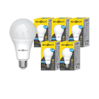led-bulb-e27-daylight-1500lm ENRICH หลอดไฟ LED BULB 15W ECO LIFE แสงขาว 6500K แพ็ค 5