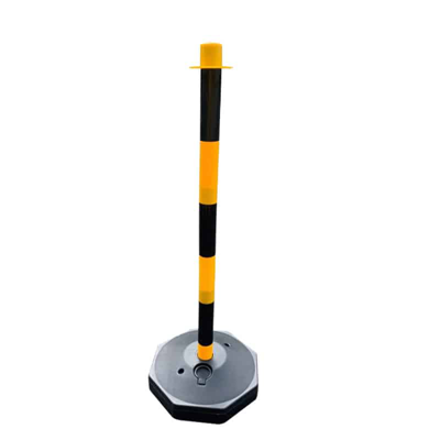 เสาหลักจราจรพลาสติกพร้อมฐาน ไทยจราจร วัสดุPE เคลื่อนย้ายได้ สีเหลือง-ดำ