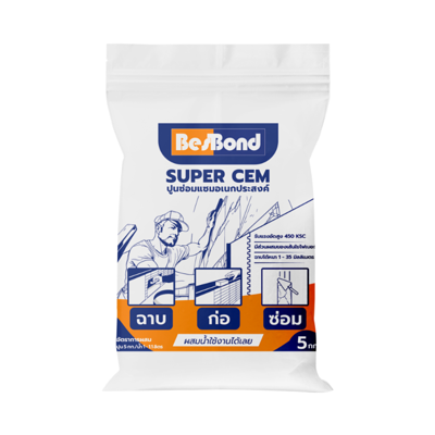 besbond-multipurpose-cement-super-cem BESBOND ปูนซ่อมแซมอเนกประสงค์ รุ่น SUPER CEM ขนาด 5 กก. สีเทา