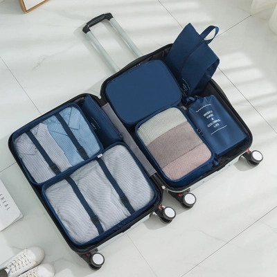 hanaso-travel-organizer-7pcs-navy HANASO กระเป๋าจัดระเบียบ สี NAVY แพ็ค 7 ชิ้น