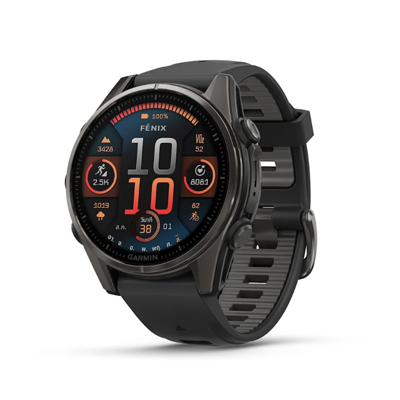 smartwatch-fenix-8-amoled-gm-000046 GARMIN นาฬิกา รุ่น Fenix 8 43mm AMOLED WATCH-GM-000046 สีSapphire, Carbon Gray Titanium / Black-Pebble Gray Band