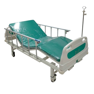 patient-bed-a232p เตียงผู้ป่วยปรับมือ 2 ไกร รุ่น A232P พร้อมที่นอน 4 ตอน สูง 5 ซม.