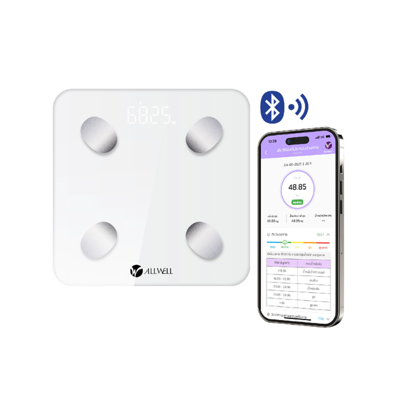 allwell-body-fat-and-body-mass-scale เครื่องชั่งน้ำหนักวัดไขมันและมวลกาย BLUETOOTH ออลล์เวล BodyA-1b