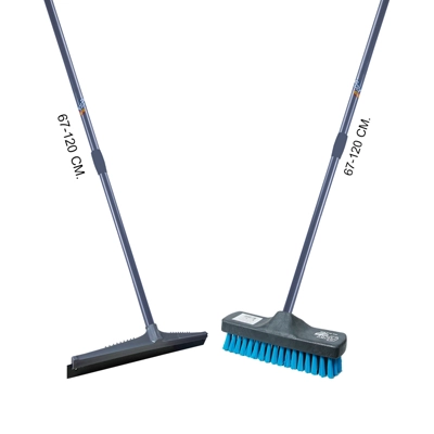 brush-and-water-squeegee-poly-brite ชุดแปรงขัดพื้น(ด้ามยืดหด) และ ไม้รีดน้ำ(ด้ามยืดหด) โพลี-ไบรท์