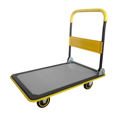 foldable-flat-cart-300kg-warehouse-giant-kingkong GIANT KINGKONG รถเข็นท้องแบนพื้นเหล็ก 4 ล้อแบบพับเก็บได้ รุ่น TT4300CA สีเทา - เหลือง ขนาด 300 กก.