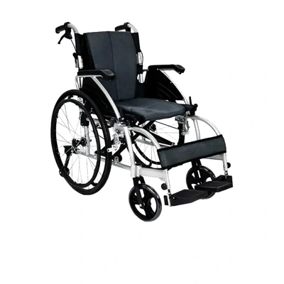 allwell-wheelchair รถเข็นวีลแชร์ ALLWELL Wheelchair แบบล้อใหญ่ มีล้อหลังกันหงาย ที่พักแขนยกขึ้นได้