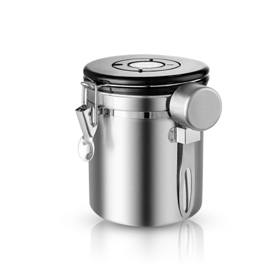 vacuum-coffee-bean-container-1-5l-silver โถเก็บเมล็ดกาแฟ สูญญากาศ กันความชื้น ขนาด 1.5 ลิตร. (สีเงิน)