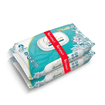 HI-CARE ทิชชู่เปียกสูตรออแกนิก 80 แผ่น 1แถม1 on pack