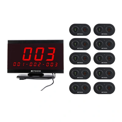 RETEKESS รุ่น TD 105 (จอรับสัญญาณ 1 ) + TD 036 (ปุ่มกดเรียก * 10 ) กริ่ง กด เรียก พนักงาน ไร้สาย สำหรับ ร้านอาหาร คาเฟ่ สินค้ารับประกัน 1 ปี