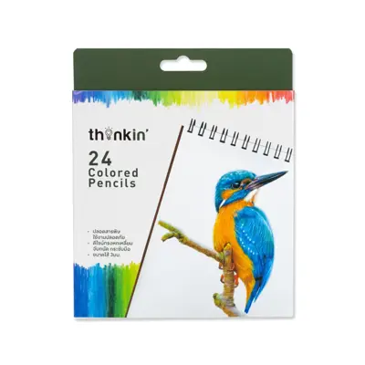 THINKIN ดินสอสีไม้ แบบแท่งยาว แพ็ค 24 สี (บรรจุ 24 ด้าม)