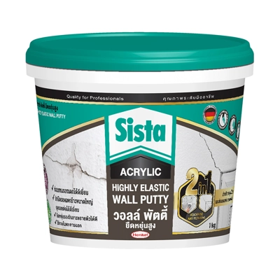 sista-arcylic-wall-putty-2005149 SISTA อะคริลิกโป๊ววอลล์พัตตี้ชนิดยืดหยุ่นสูง รุ่น 2005149 สีขาว ขนาด 1 กก.