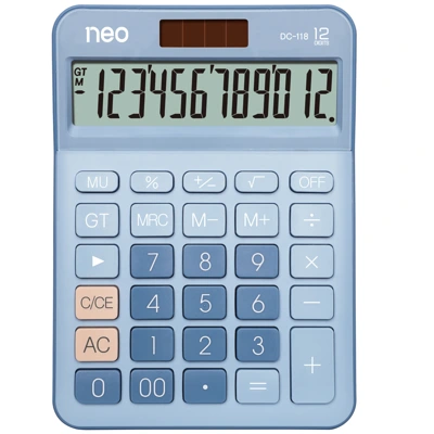 NEO เครื่องคิดเลข 12 หลัก รุ่น DC-118 สีฟ้า