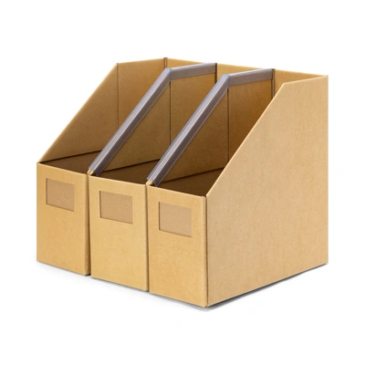 ONE กล่องใส่เอกสารพับได้ 3 ช่อง สีน้ำตาล